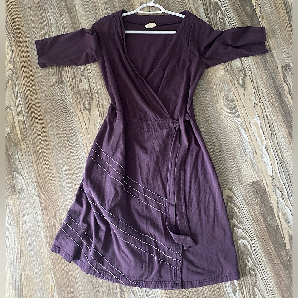 Purple cotton wrap dress